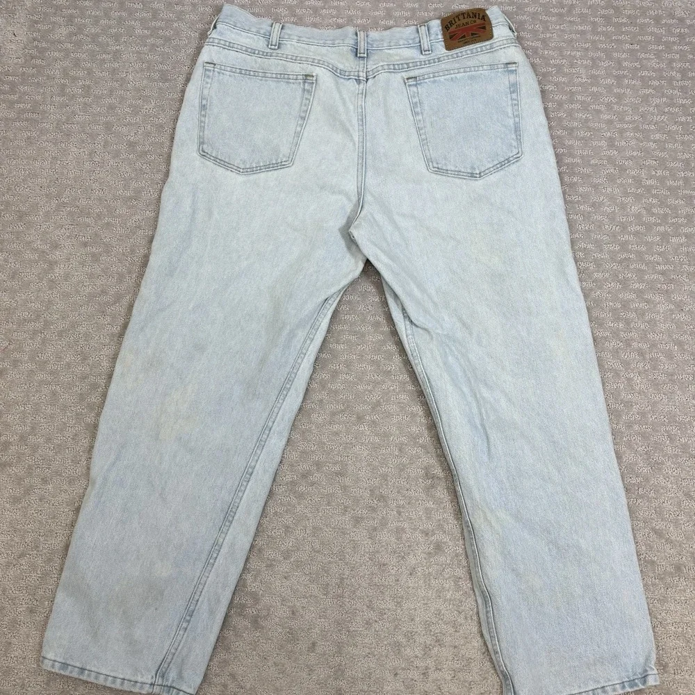 Vintage Brittania Jeans Men's 37X29 Blue Stone Wash Baggy Fit Loose 90's Distess